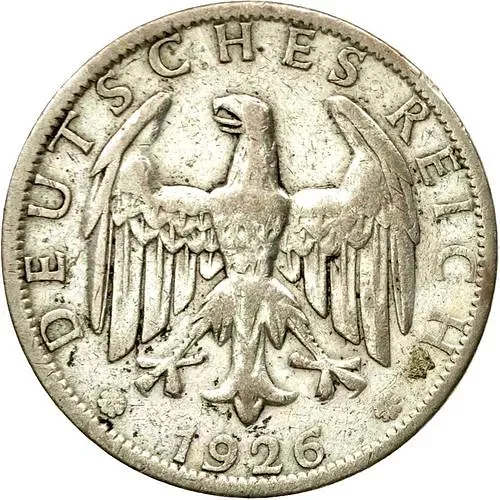 2 рейхсмарки 1926, A, знак монетного двора "A" — Берлин [Германия]