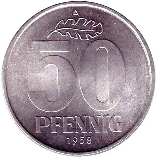 50 пфеннигов 1958, A [Германия / ГДР]