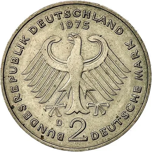 2 Marks 1969, D, Konrad Adenauer, 20 Years of the Federal Republic (1949-1969) [Germany / FRG]