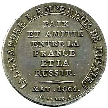 2 Francs 1801, Commemorating the Peace Treaty between Russia and France, May 1801