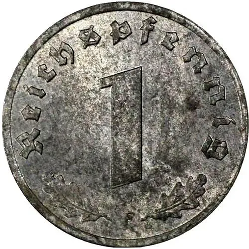 1 рейхспфенниг 1945, F, оккупация [Германия / Третий рейх]