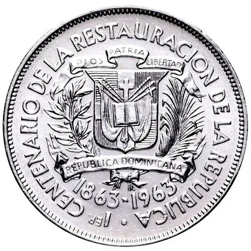1 песо 1963, 100 лет восстановлению Республики [Доминикана / Доминика]