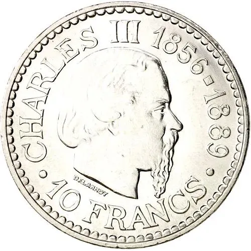 10 франков 1966, 110 лет вступлению на престол Чарльза III [Монако]