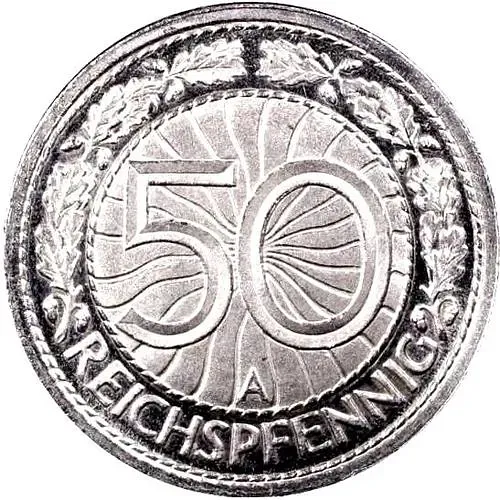 50 рейхспфеннигов 1927, A, знак монетного двора "A" — Берлин [Германия / Веймарская республика]