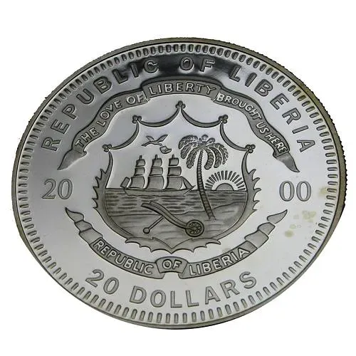 20 долларов 2000, лев [Либерия] Proof
