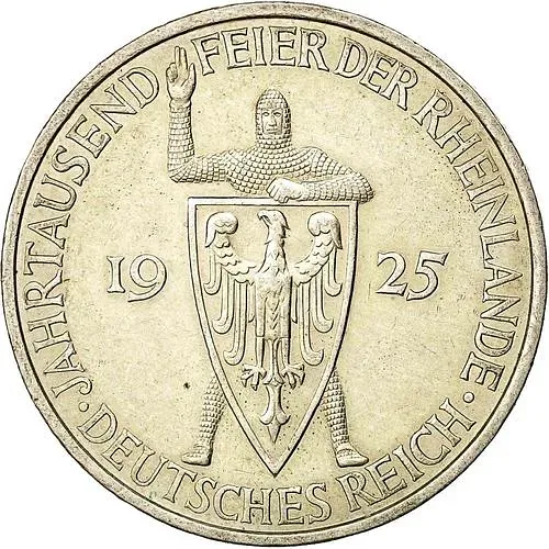 5 рейхсмарок 1925, A, Тысячелетие Рейнской области (Рейнланда) [Германия]