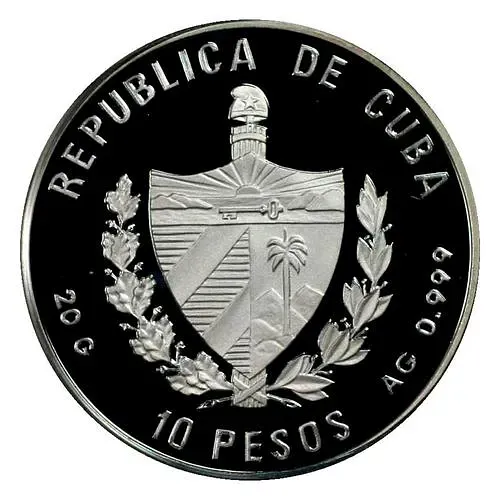 10 песо 1994, бокс [Куба] Proof