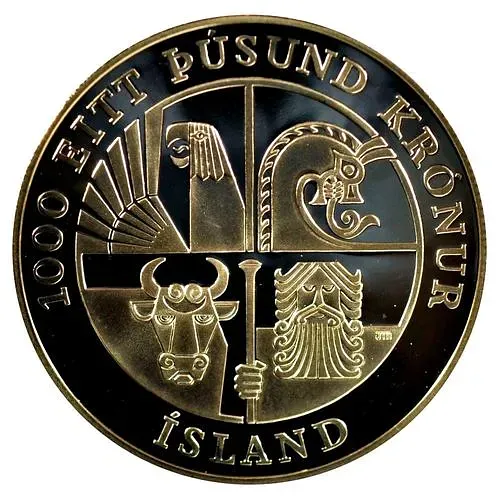 1000 крон 2000, 1000 лет путешествию Лейфа Эрикссона [Исландия] Proof