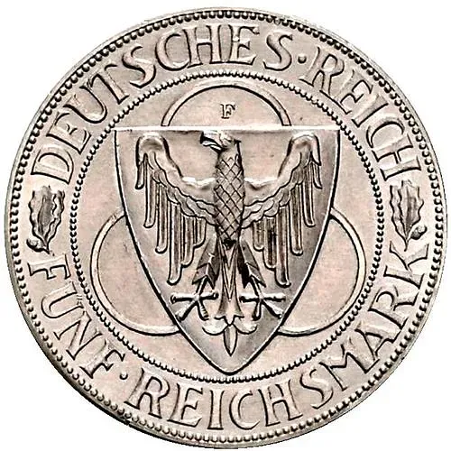 5 рейхсмарок 1930, F, Рейнланд [Германия]