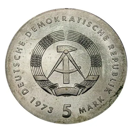 5 марок 1973, 125 лет со дня рождения Отто Лилиенталя [Германия / ГДР]