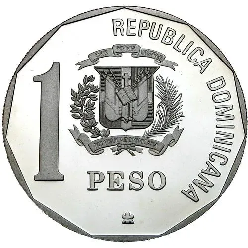 1 песо 1989, 500 лет открытию и евангелизации Америки [Доминикана / Доминика] Proof