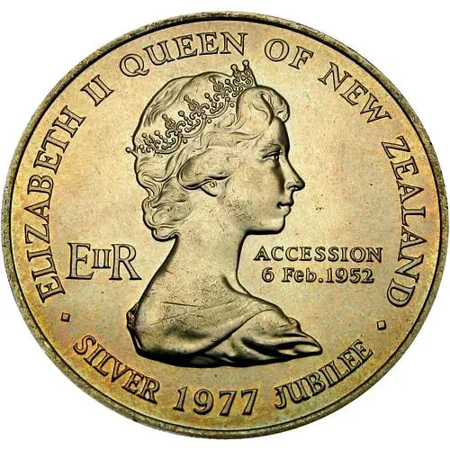 1 доллар 1977, 25 лет правления Королевы Елизаветы II и День Вайтанги [Новая Зеландия]