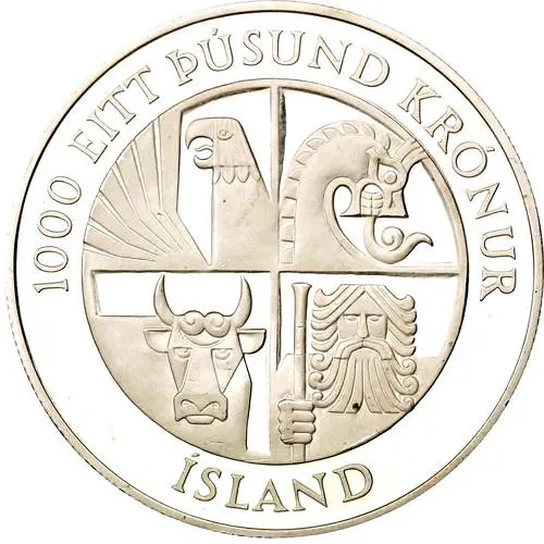 1000 крон 1974, 1100 лет первым поселенцам [Исландия]
