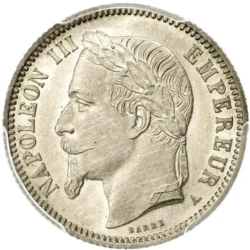 1 франк 1868, A, знак монетного двора: "A" - Париж [Франция]