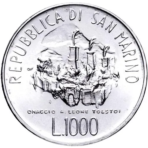 1000 лир 1978, 150 лет со дня рождения Льва Николаевича Толстого [Сан-Марино]