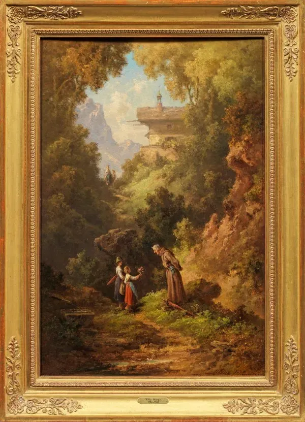 "Дети одиночки: бидермейер-подобная сцена в поэтической альпийской долине"