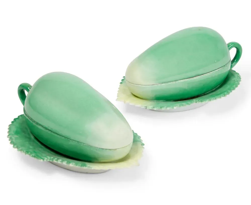 Русские соусники из фарфора в форме фруктов (Кузнецов, конец 19-го / начало 20-го века)