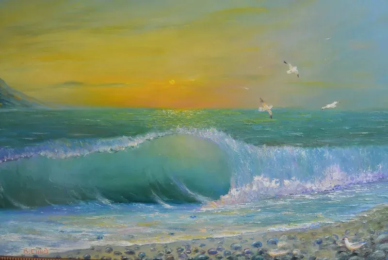 Вечерняя волна холст масло 