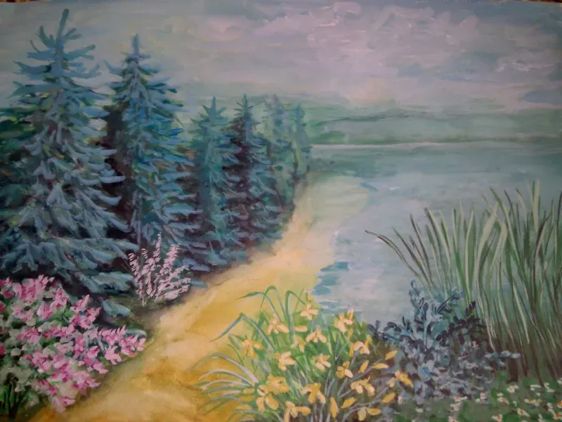 Берег акварель, бумага 