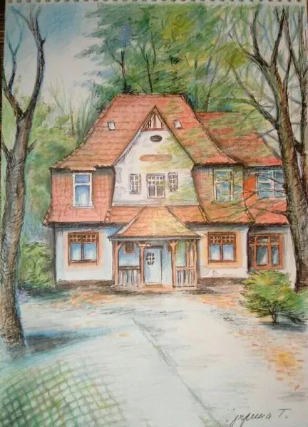 "Чей-то старый дом,чья-то жизнь" акварельные карандаши 