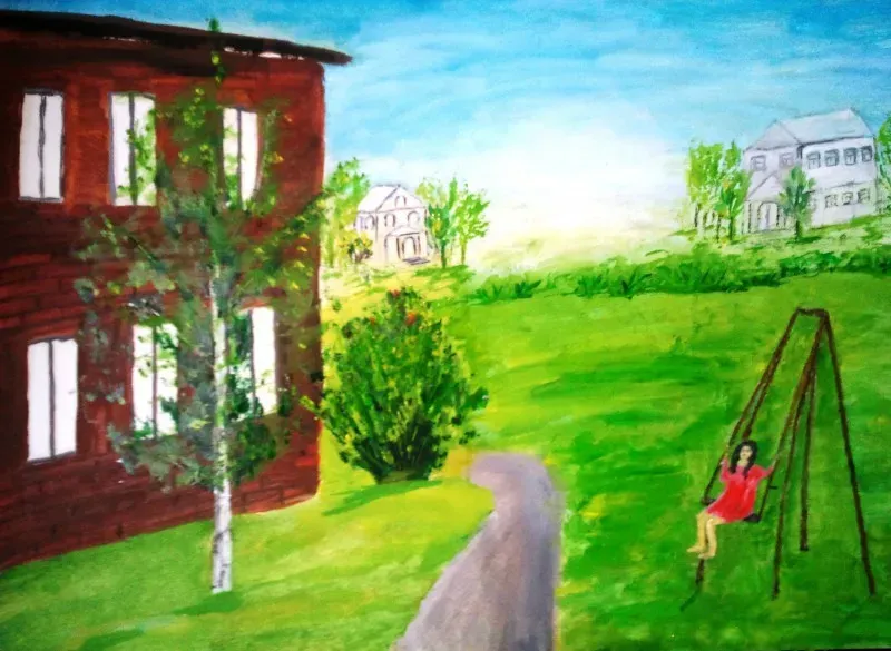 Старые дачи Бумага, масло 